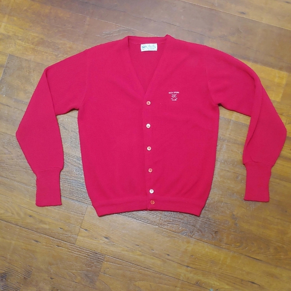 Men's Vintage Pickering Red Cardigan Made In USA